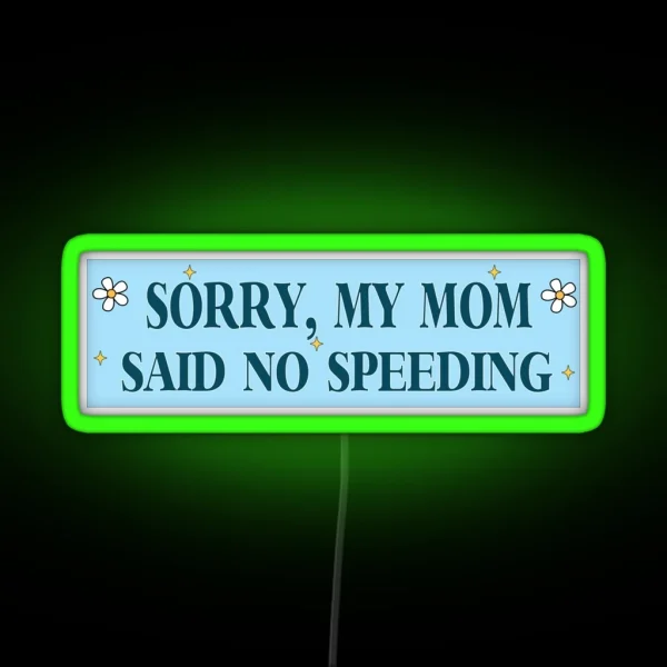 Sorry My Mom Said No Speeding Funny Car Meme RGB Neon Sign