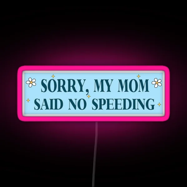 Sorry My Mom Said No Speeding Funny Car Meme RGB Neon Sign