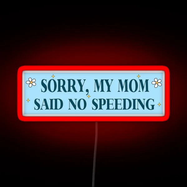 Sorry My Mom Said No Speeding Funny Car Meme RGB Neon Sign