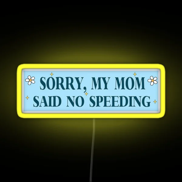 Sorry My Mom Said No Speeding Funny Car Meme RGB Neon Sign