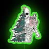Neon Merry Christmas Skeleton Decoration with Color Changing LED Lights