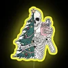 Eye-catching colorful Christmas skeleton LED sign for holiday decorations and ambiance.
