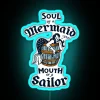 Neon Mermaid Mouth Sign with Nautical Tattoo Design Inspired Style