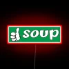 Add a pop of color with bright 'Soup Good' signage.