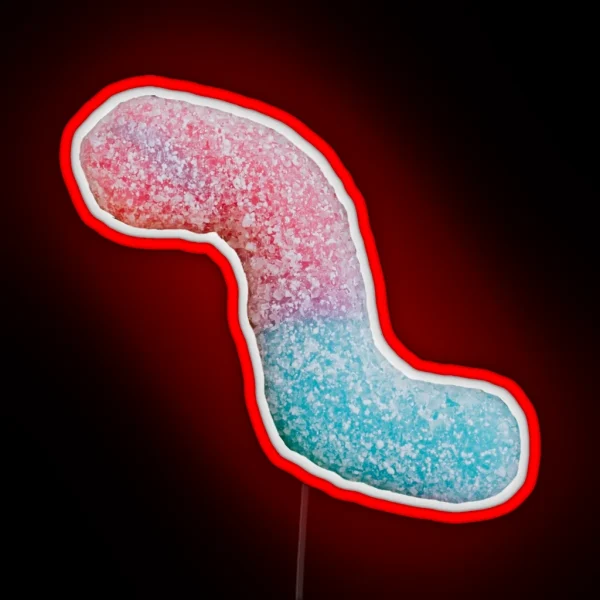 Sour Gummy Worm Red And Blue RGB Neon Sign