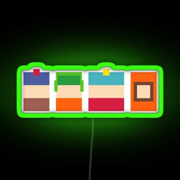 South Park Boys Pixel Art RGB Neon Sign