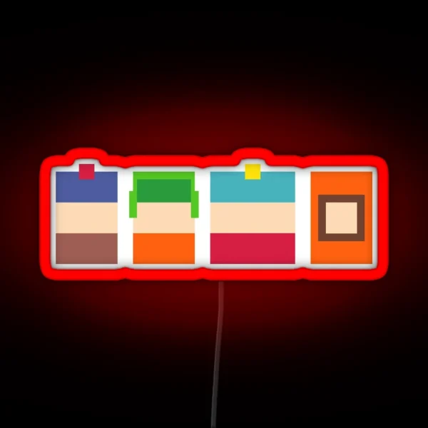 South Park Boys Pixel Art RGB Neon Sign