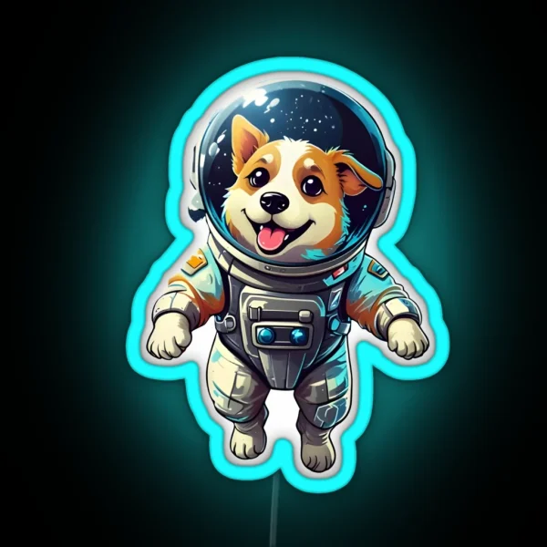 Space Dog Astronaut Led RGB Neon Sign