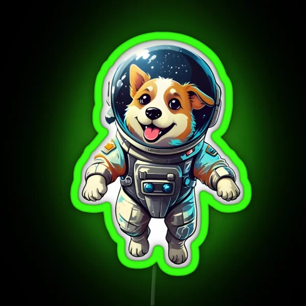 Space Dog Astronaut Led RGB Neon Sign