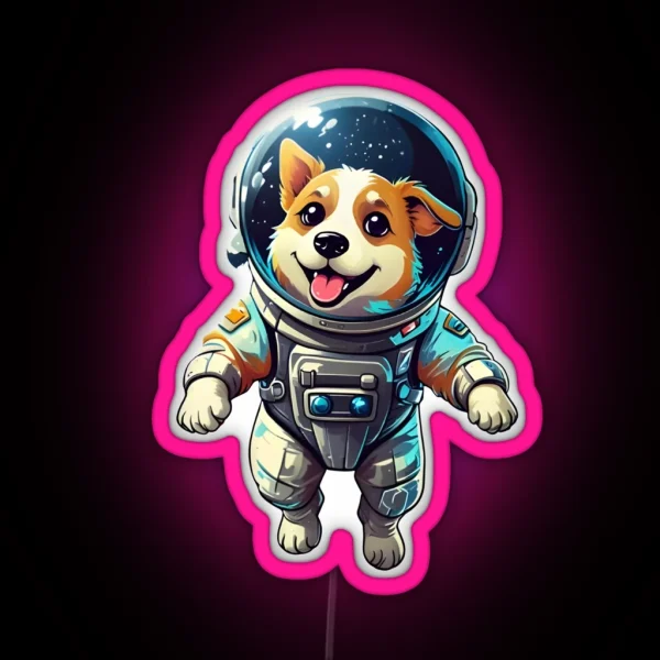 Space Dog Astronaut Led RGB Neon Sign