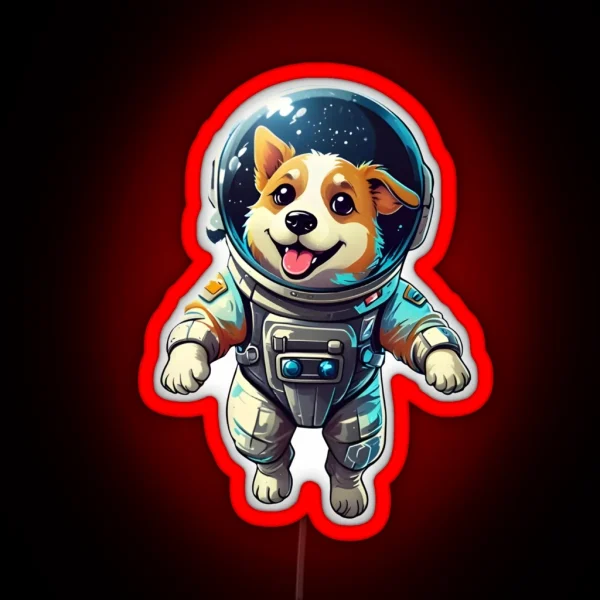 Space Dog Astronaut Led RGB Neon Sign