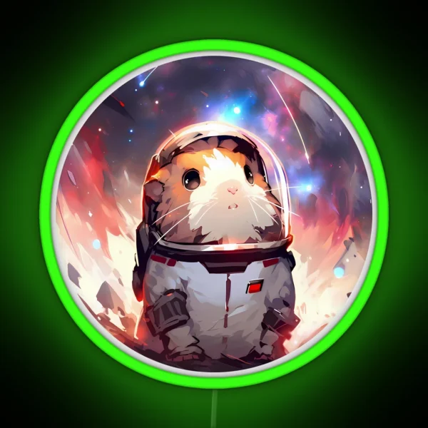 Space Guinea Pig Astronaut Galaxy RGB Neon Sign