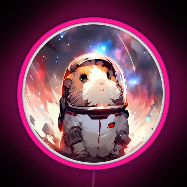 Space Guinea Pig Astronaut Galaxy RGB Neon Sign