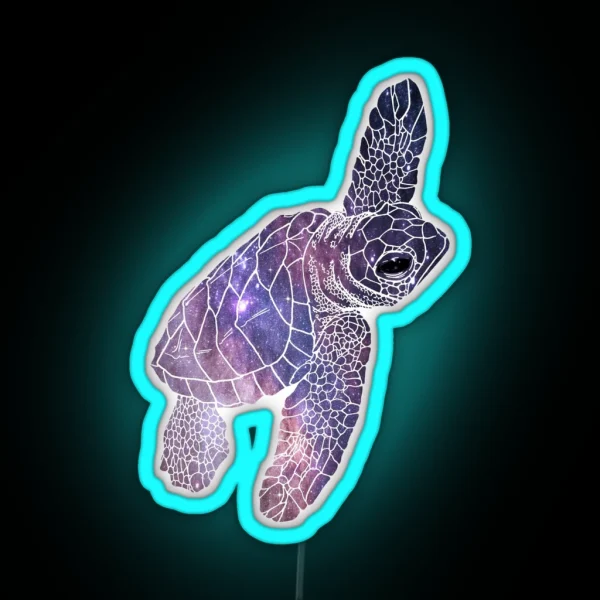 Space Sea Turtle RGB Neon Sign