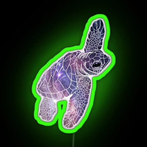 Space Sea Turtle RGB Neon Sign