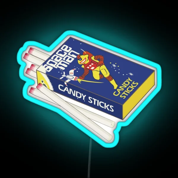 Spaceman Candy Sticks Digital Illustration RGB Neon Sign