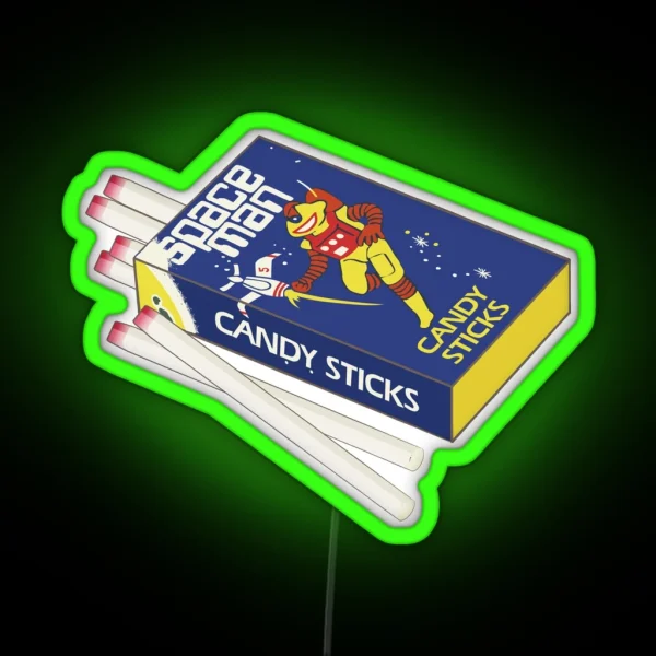 Spaceman Candy Sticks Digital Illustration RGB Neon Sign