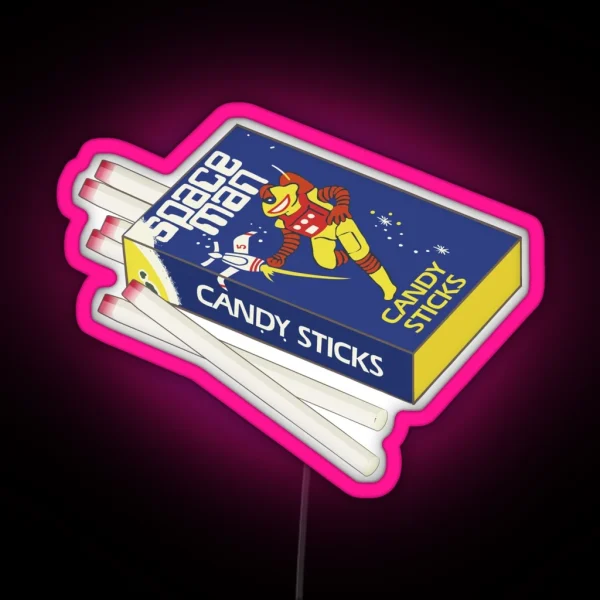 Spaceman Candy Sticks Digital Illustration RGB Neon Sign