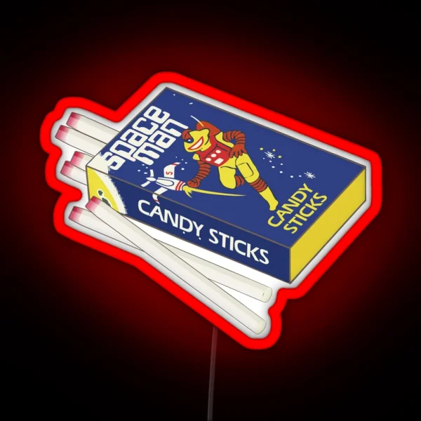 Spaceman Candy Sticks Digital Illustration RGB Neon Sign
