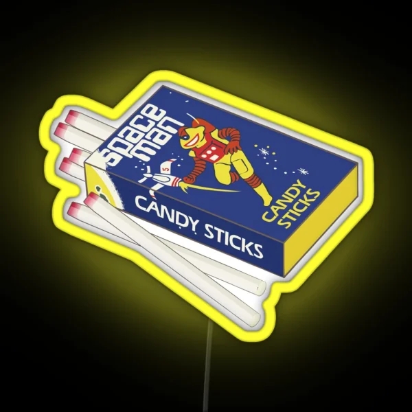 Spaceman Candy Sticks Digital Illustration RGB Neon Sign