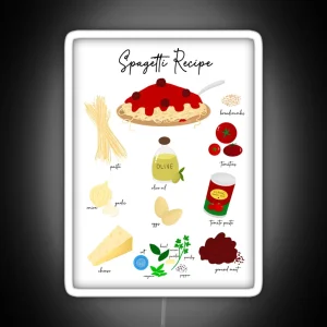 Spaghetti Recipe Illustration RGB Neon Sign