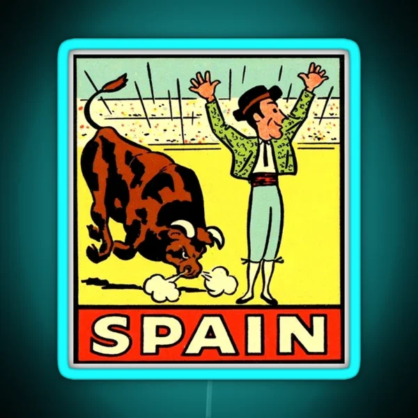 Spain Matador Vintage Travel Decal RGB Neon Sign