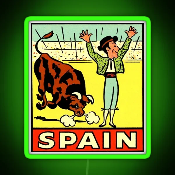 Spain Matador Vintage Travel Decal RGB Neon Sign