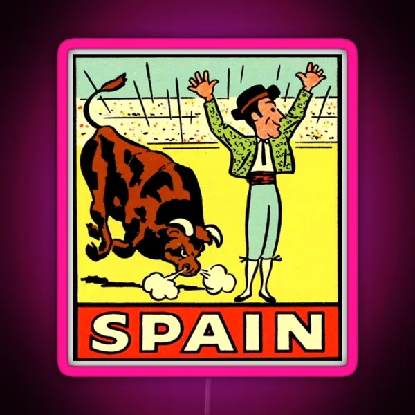 Spain Matador Vintage Travel Decal RGB Neon Sign