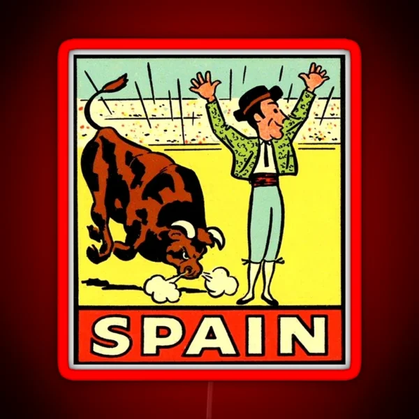 Spain Matador Vintage Travel Decal RGB Neon Sign