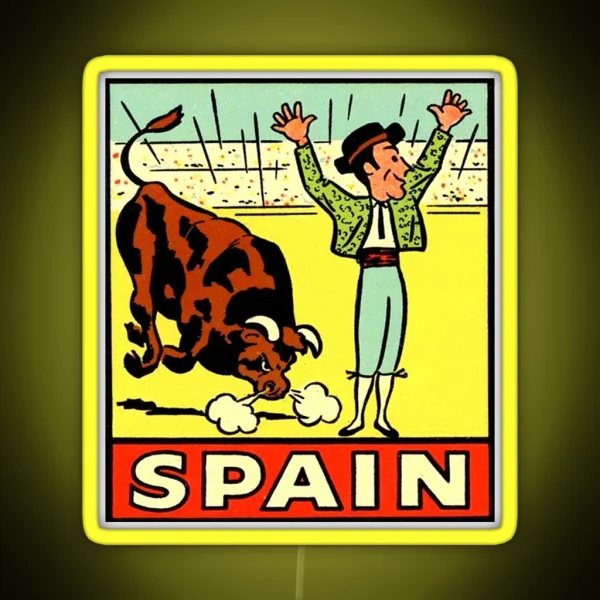 Spain Matador Vintage Travel Decal RGB Neon Sign