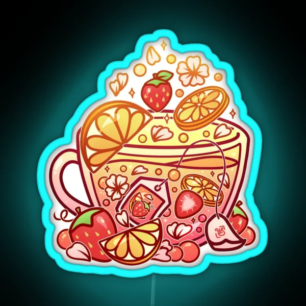 Sparkling Strawberry Lemonade Teacup RGB Neon Sign