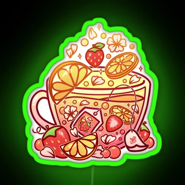Sparkling Strawberry Lemonade Teacup RGB Neon Sign