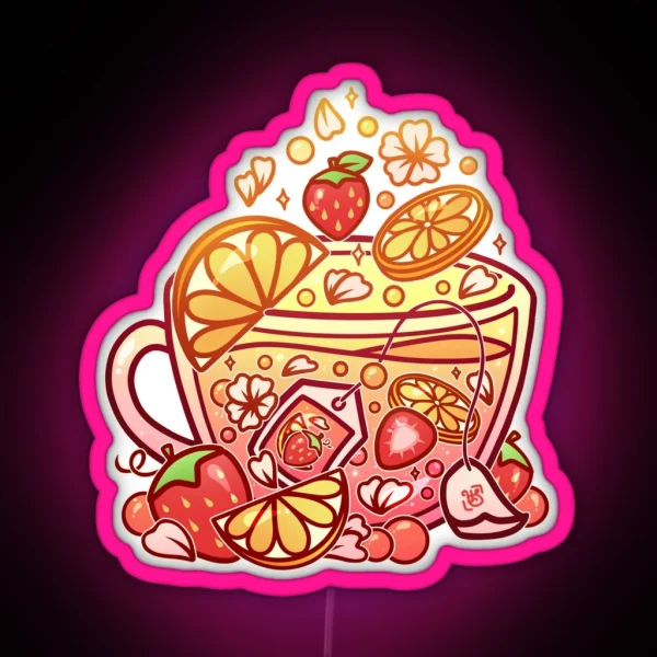 Sparkling Strawberry Lemonade Teacup RGB Neon Sign
