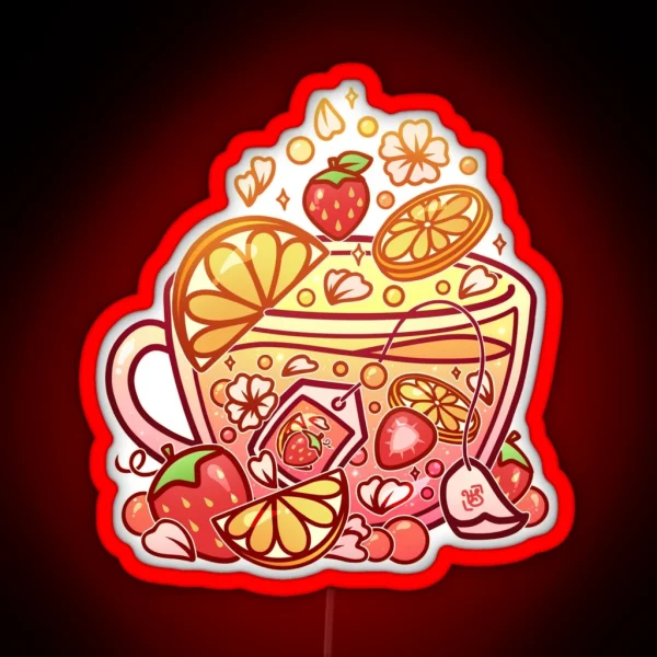 Sparkling Strawberry Lemonade Teacup RGB Neon Sign
