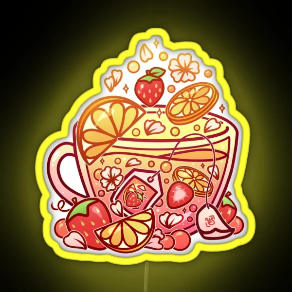 Sparkling Strawberry Lemonade Teacup RGB Neon Sign