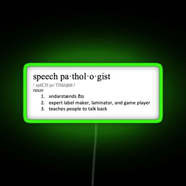 Speech Pathologist Definition 2 RGB Neon Sign