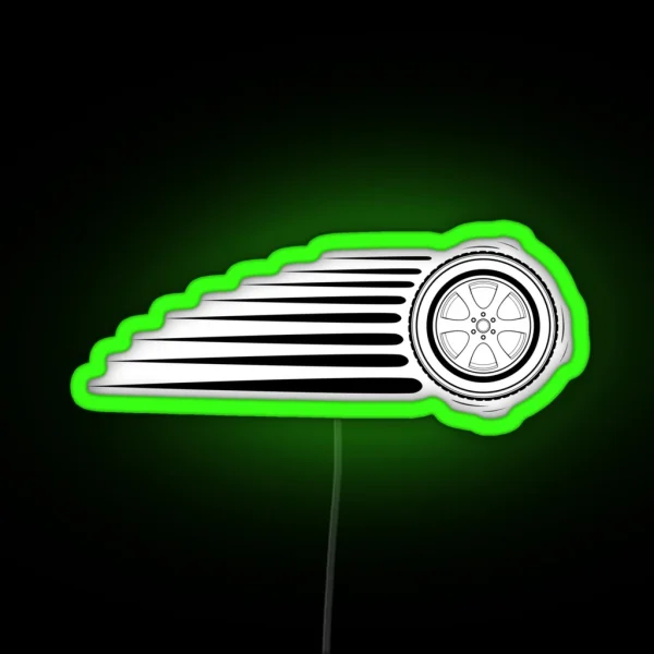 Speeding Wheel White RGB Neon Sign