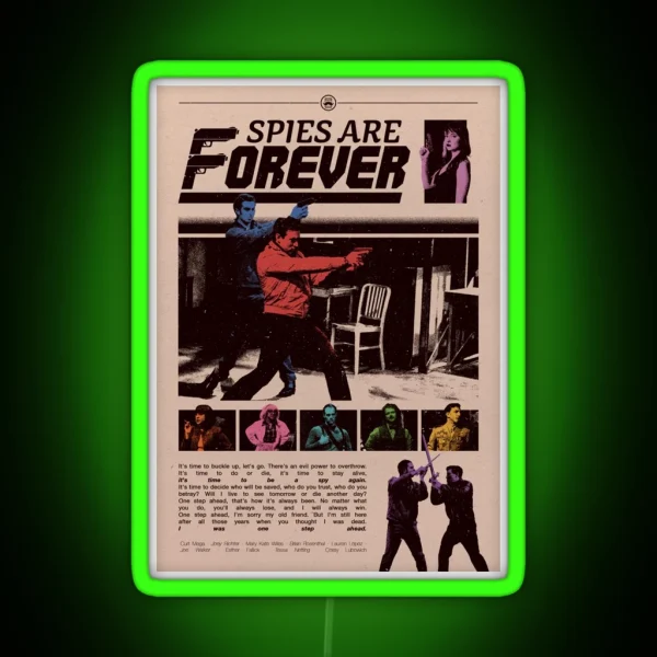 Spies Are Forever Vintage Poster RGB Neon Sign