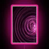Vibrant spiral design LED neon sign with colorful RGB lighting effect.