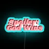 Neon Spoiler God Wins Sign in Multicolor RGB LED Lighting