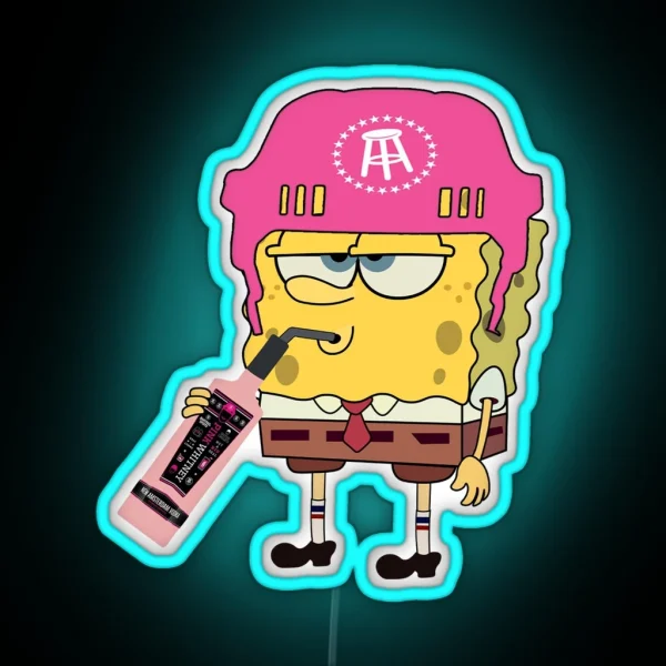 Spongebob Drinking Pink Whitney RGB Neon Sign