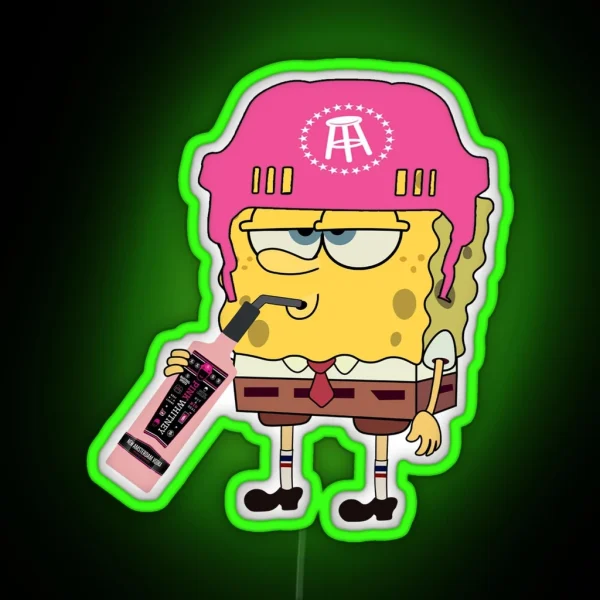 Spongebob Drinking Pink Whitney RGB Neon Sign
