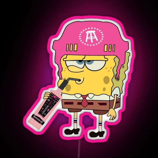 Spongebob Drinking Pink Whitney RGB Neon Sign