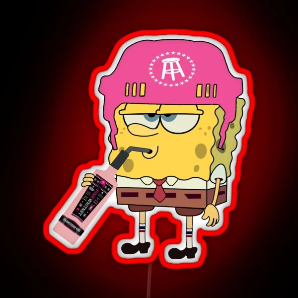 Spongebob Drinking Pink Whitney RGB Neon Sign