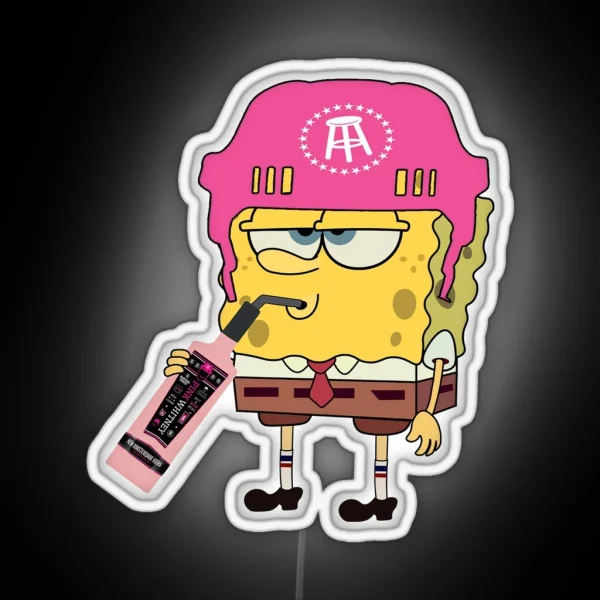 Spongebob Drinking Pink Whitney RGB Neon Sign