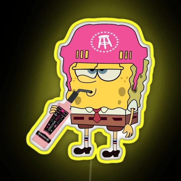 Spongebob Drinking Pink Whitney RGB Neon Sign
