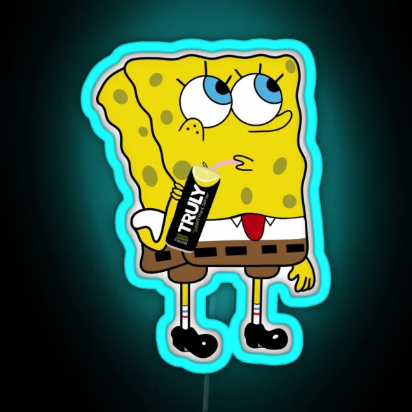 Spongebob Drinking Truly Seltzer RGB Neon Sign