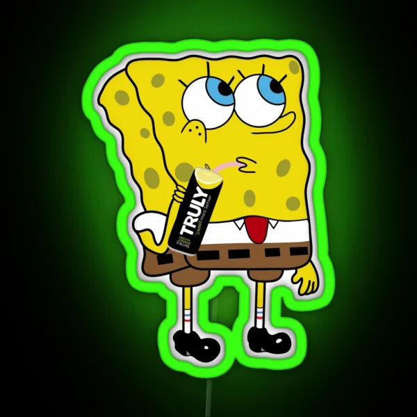 Spongebob Drinking Truly Seltzer RGB Neon Sign
