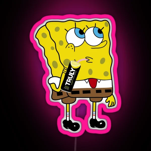 Spongebob Drinking Truly Seltzer RGB Neon Sign
