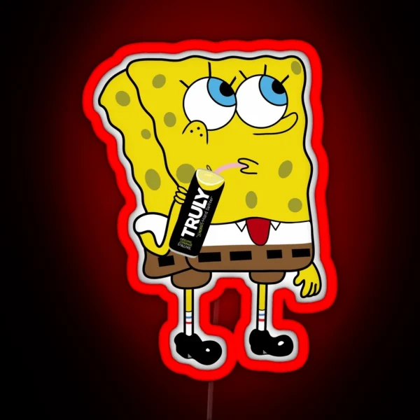Spongebob Drinking Truly Seltzer RGB Neon Sign